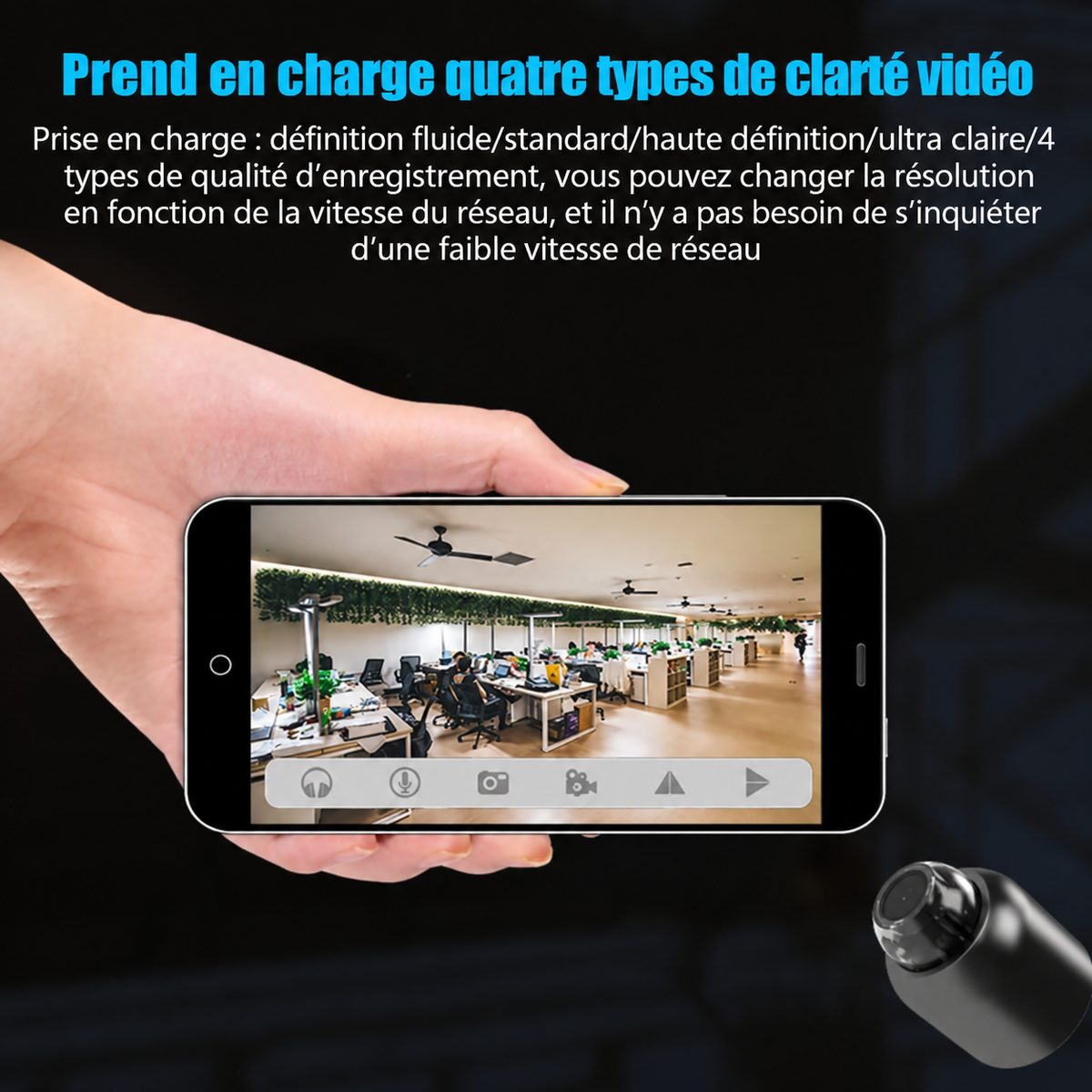 Mini Caméra de Surveillance Helvora MiniGuard – 1080p, Vision Nocturne & Détection de Mouvement