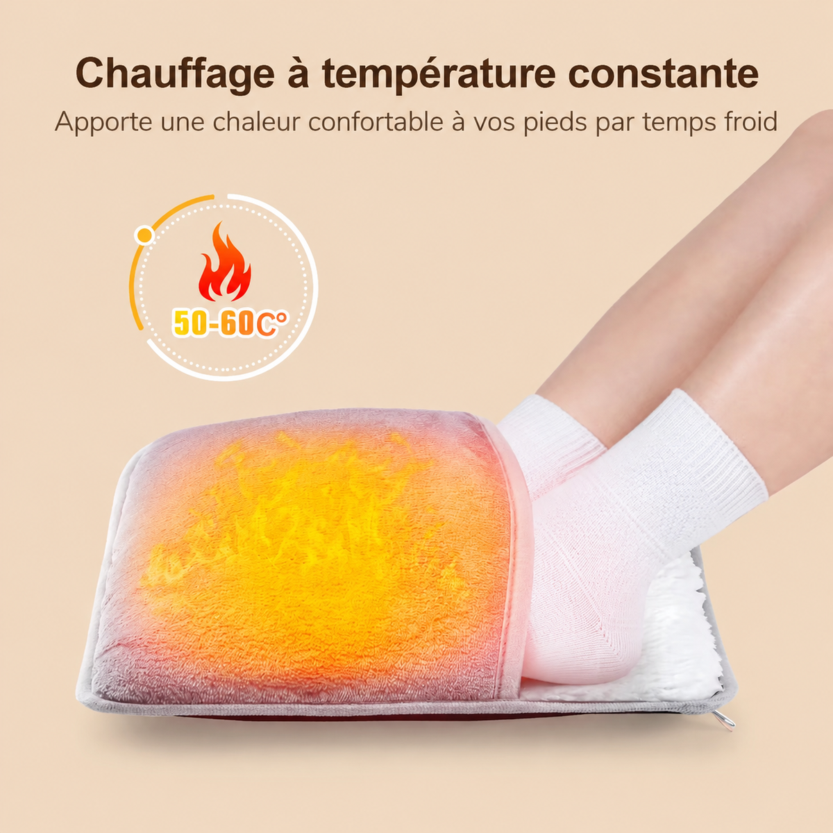 Chauffe-Pieds Électrique Helvora CozyFeet – Peluche Douce & Alimentation USB