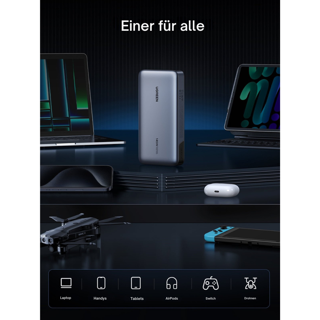 Batterie Externe Helvora™ 25 000 mAh – Charge Rapide 140W