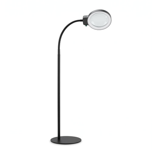 Lampe loupe LED 5× avec bras flexible et lentille ronde fixée sur un plan de travail