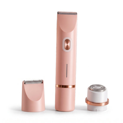 Rasoir électrique femme 2-en-1 sans fil avec deux têtes de rasage, coloris rose
