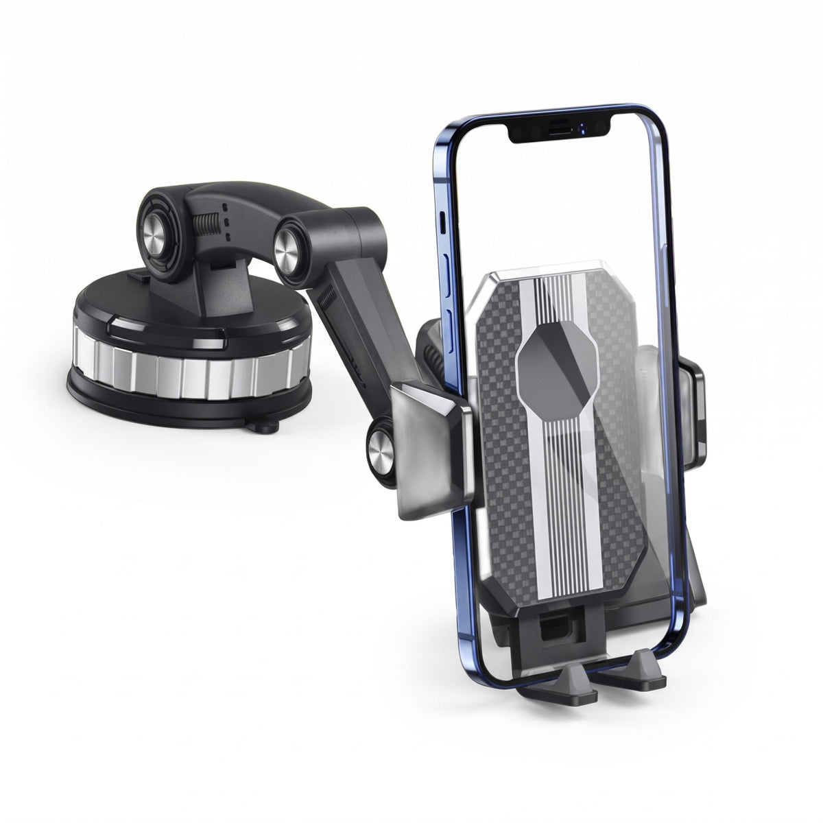 Support de téléphone noir à ventouse avec bras extensible pour voiture