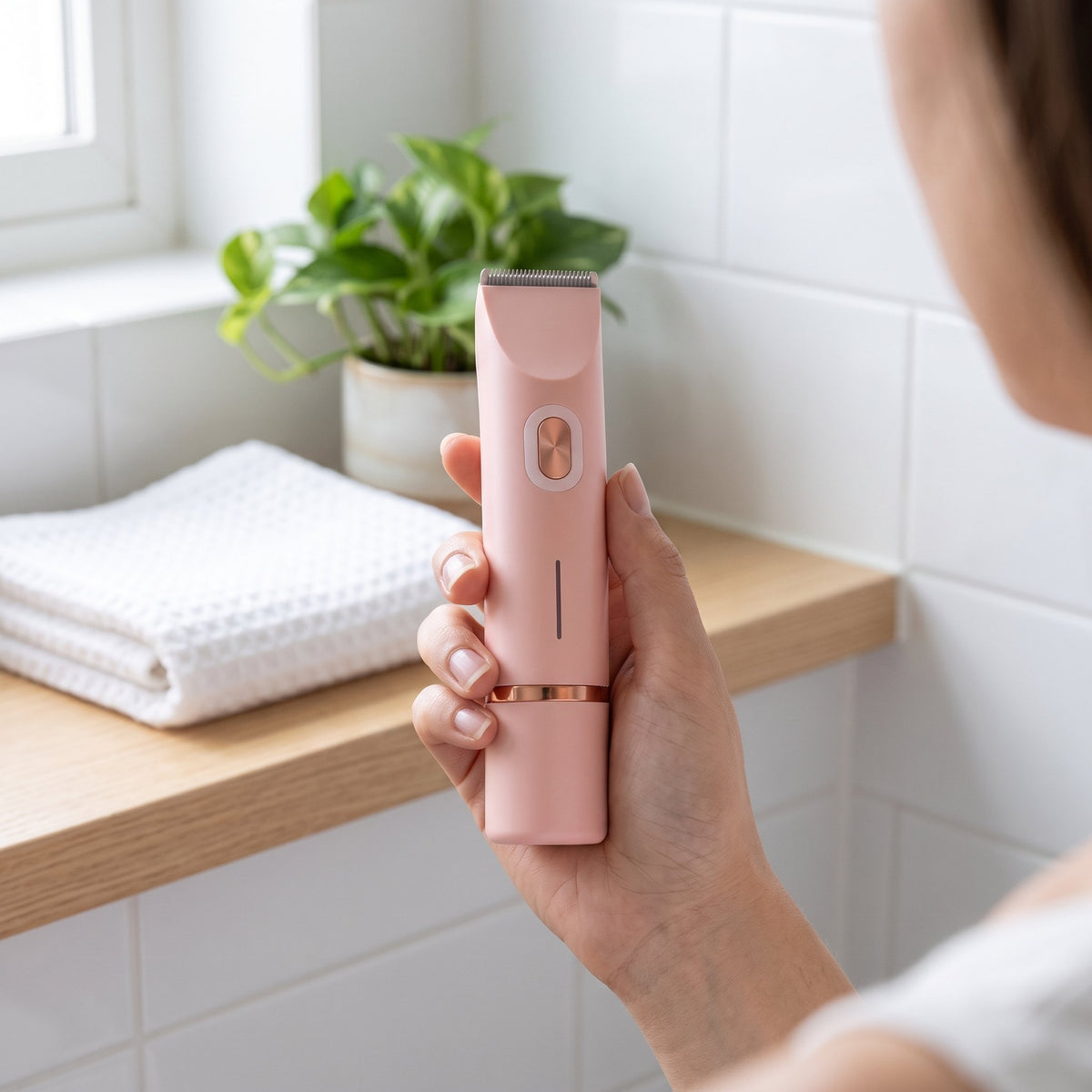 Rasoir électrique femme 2-en-1 sans fil avec deux têtes de rasage, coloris rose