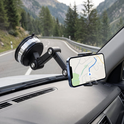 Support de téléphone noir à ventouse avec bras extensible pour voiture
