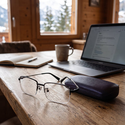 Lunettes progressives multifocales à monture noire, vue de face