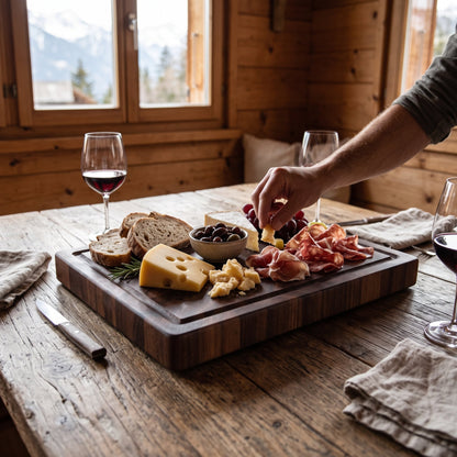 Planche à découper en bois de noyer massif à la maserie foncée