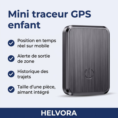 Mini traceur GPS noir pour enfant, de la taille d'une pièce, avec câble de charge