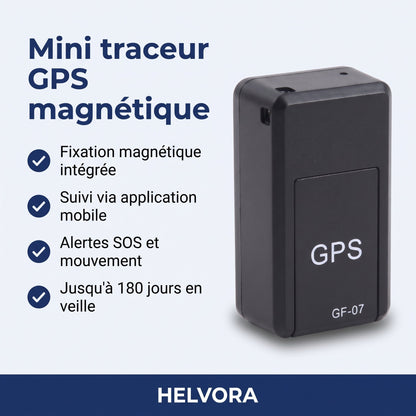 Mini traceur GPS noir magnétique de forme compacte