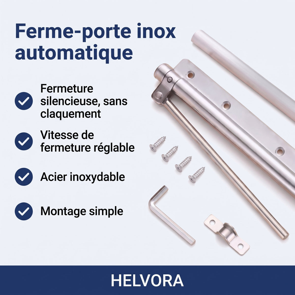 Ferme-porte automatique en acier inoxydable fixé sur une porte