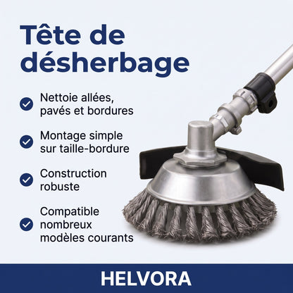 Tête de débroussailleuse pour désherbage à fixer sur un taille-bordure