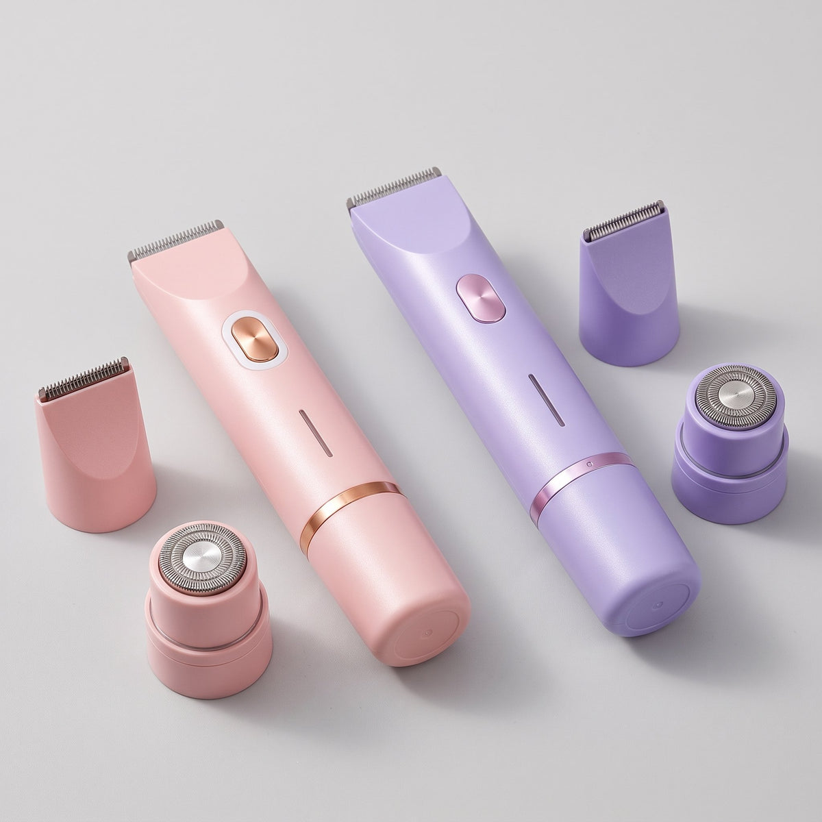 Rasoir électrique femme 2-en-1 sans fil avec deux têtes de rasage, coloris rose