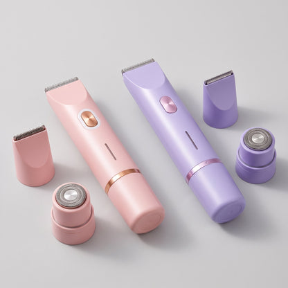 Rasoir électrique femme 2-en-1 sans fil avec deux têtes de rasage, coloris rose