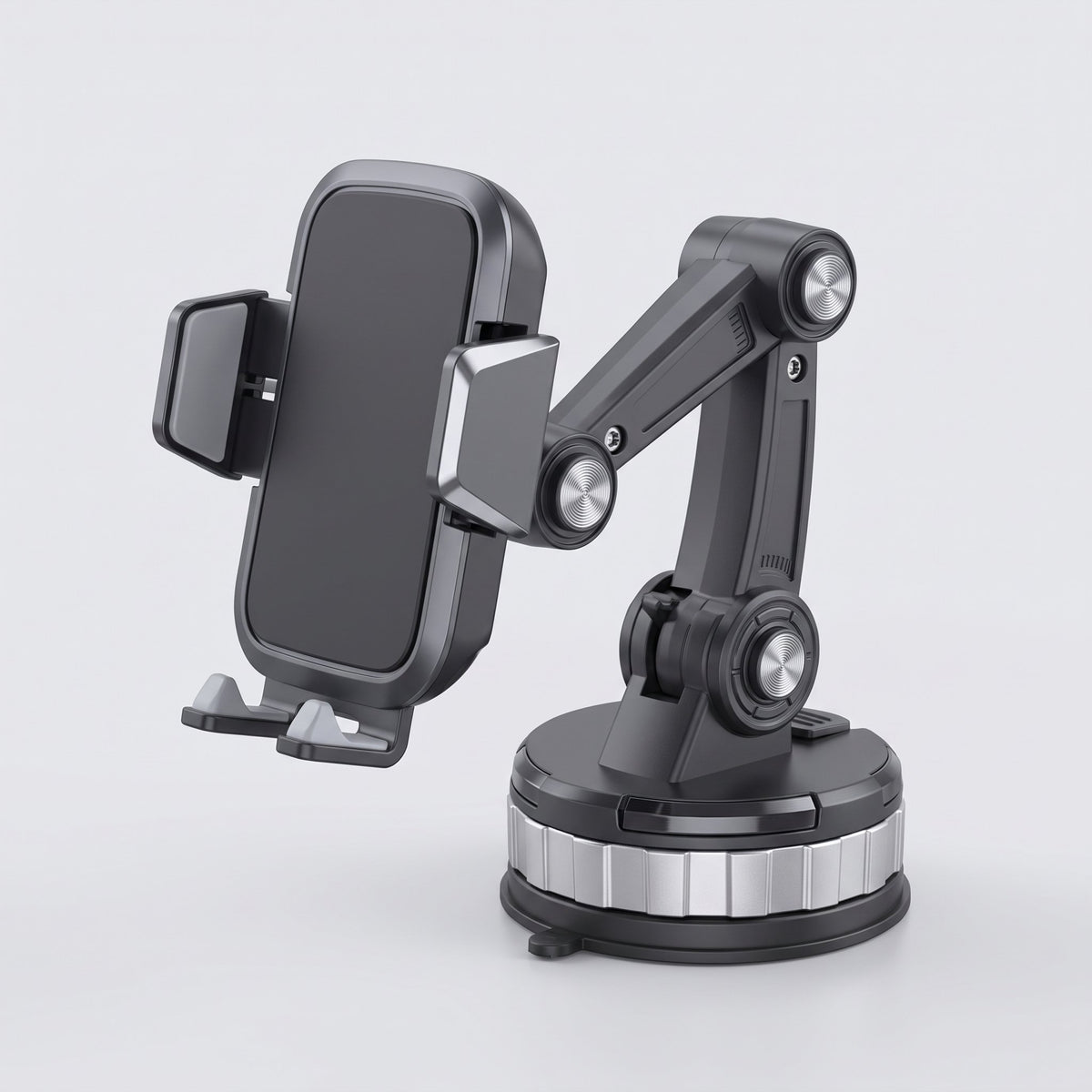 Support de téléphone noir à ventouse avec bras extensible pour voiture