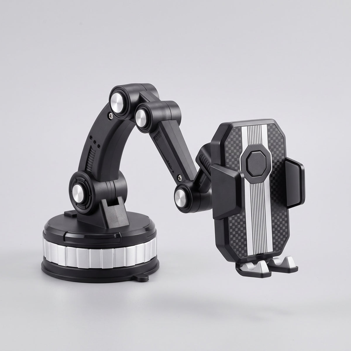 Support de téléphone noir à ventouse avec bras extensible pour voiture