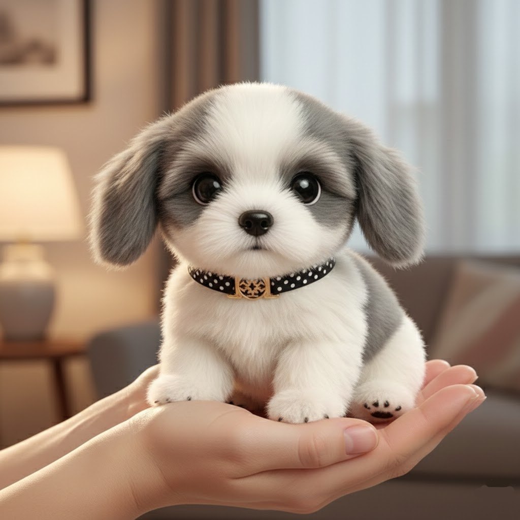 Peluche chien interactive au pelage doux, posée sur une surface claire