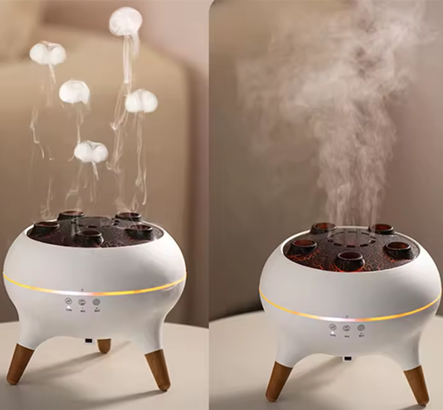 Humidificateur d'air dynamique méduse, diffuseur d'huile essentielle de 250ml, humidificateur de chambre à coucher avec télécommande avec 7 veilleuses colorées