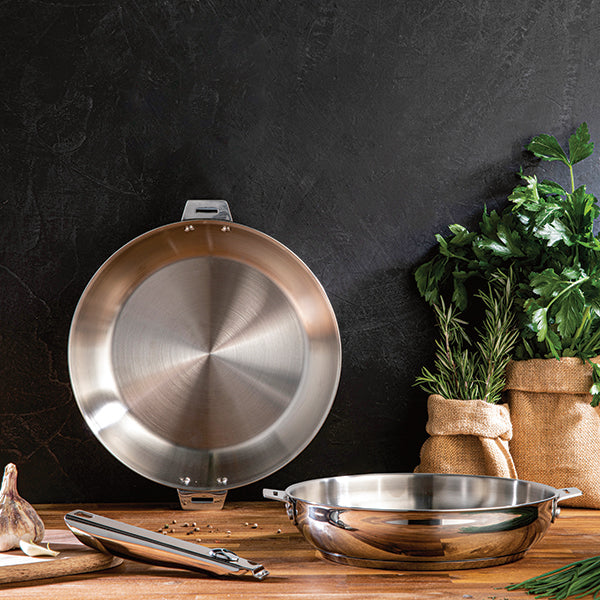 Poêle tout inox Clips’Inox sans manche 28 cm Mathon