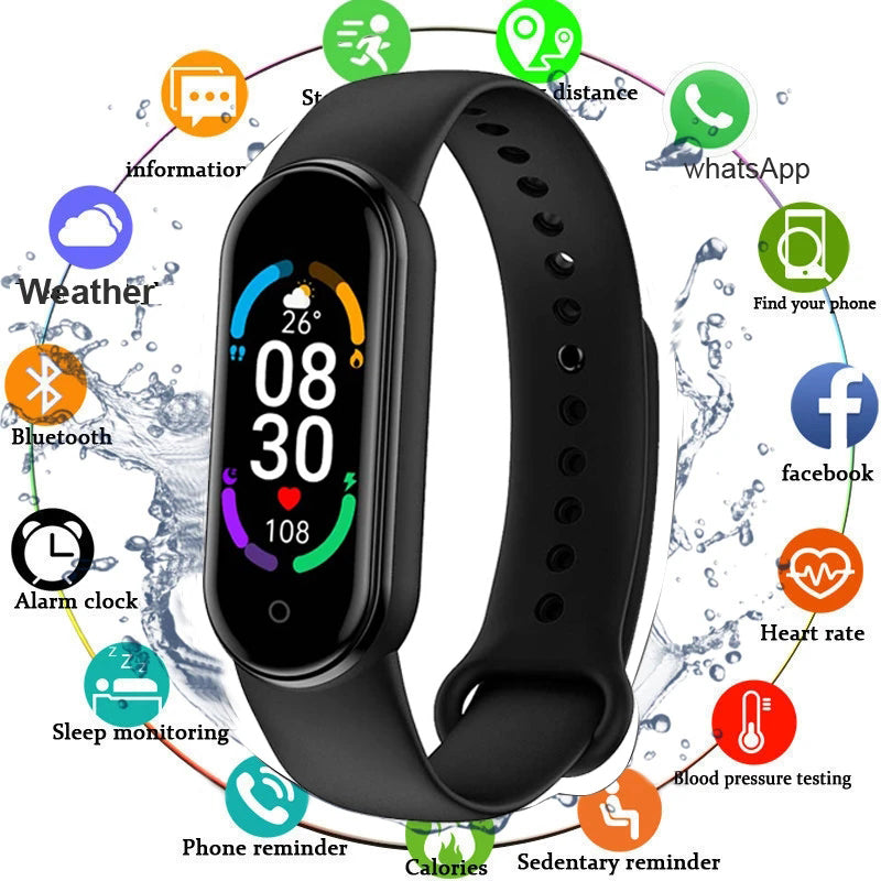 M6 montre intelligente multifonctionnel bande intelligente fréquence cardiaque Smartwatch Fitness Tracker pression artérielle Sport Bracelet Smartband pour Ios