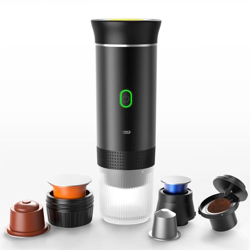 Machine à café expresso portable électrique sans fil pour la maison, le camping, cafetière 3-en-1, capsules, poudre, cafetière de voyage