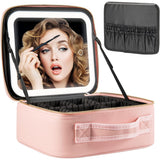 Trousse de maquillage avec miroir LED, grande mallette de voyage, organisateur de cosmétiques, sacs de maquillage avec 3 lumières colorées et séparateurs réglables