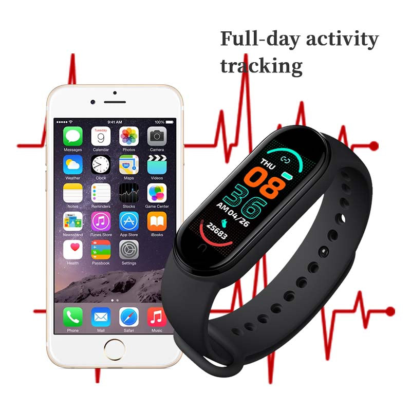 M6 montre intelligente multifonctionnel bande intelligente fréquence cardiaque Smartwatch Fitness Tracker pression artérielle Sport Bracelet Smartband pour Ios