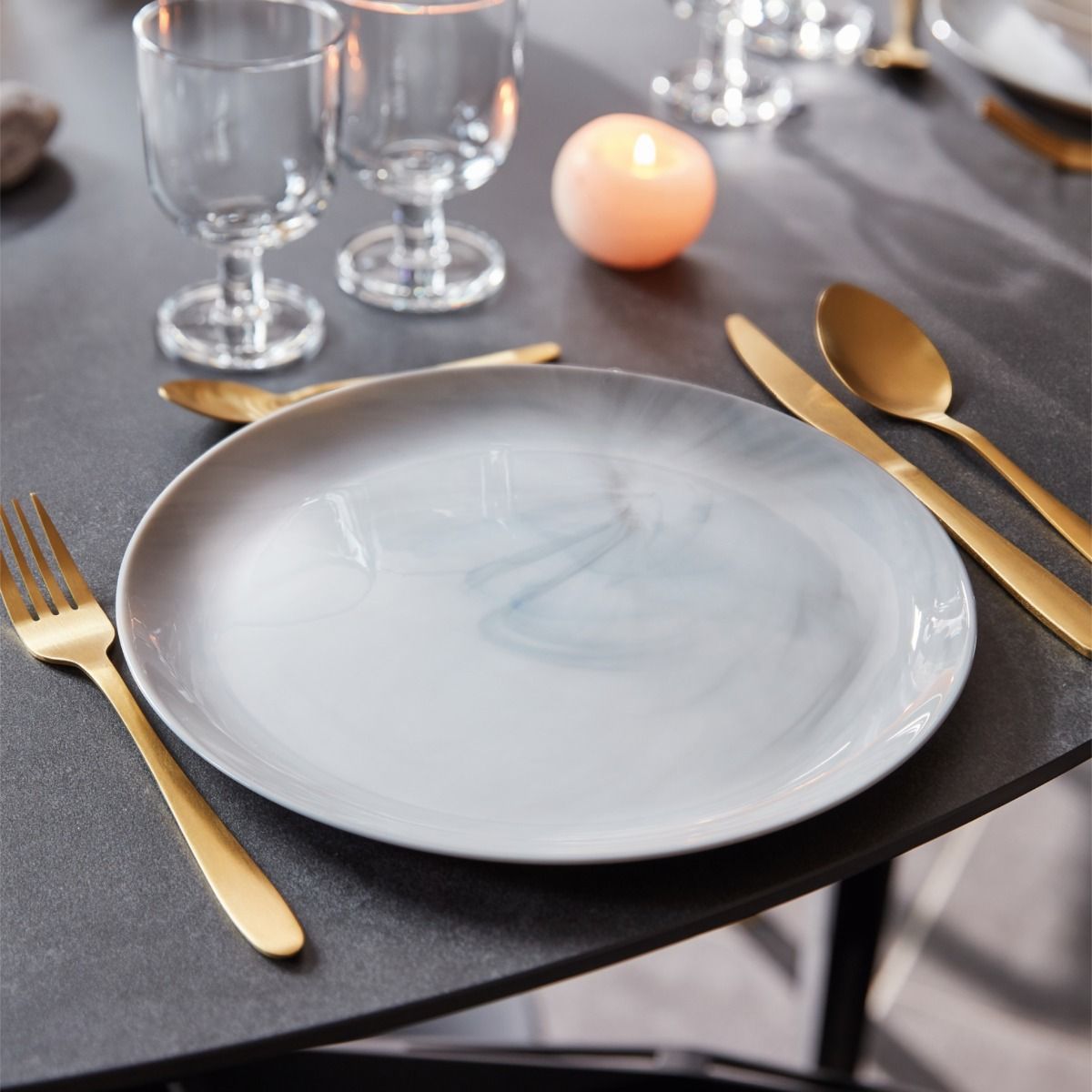 Assiette grise 25 cm Diwali Marble