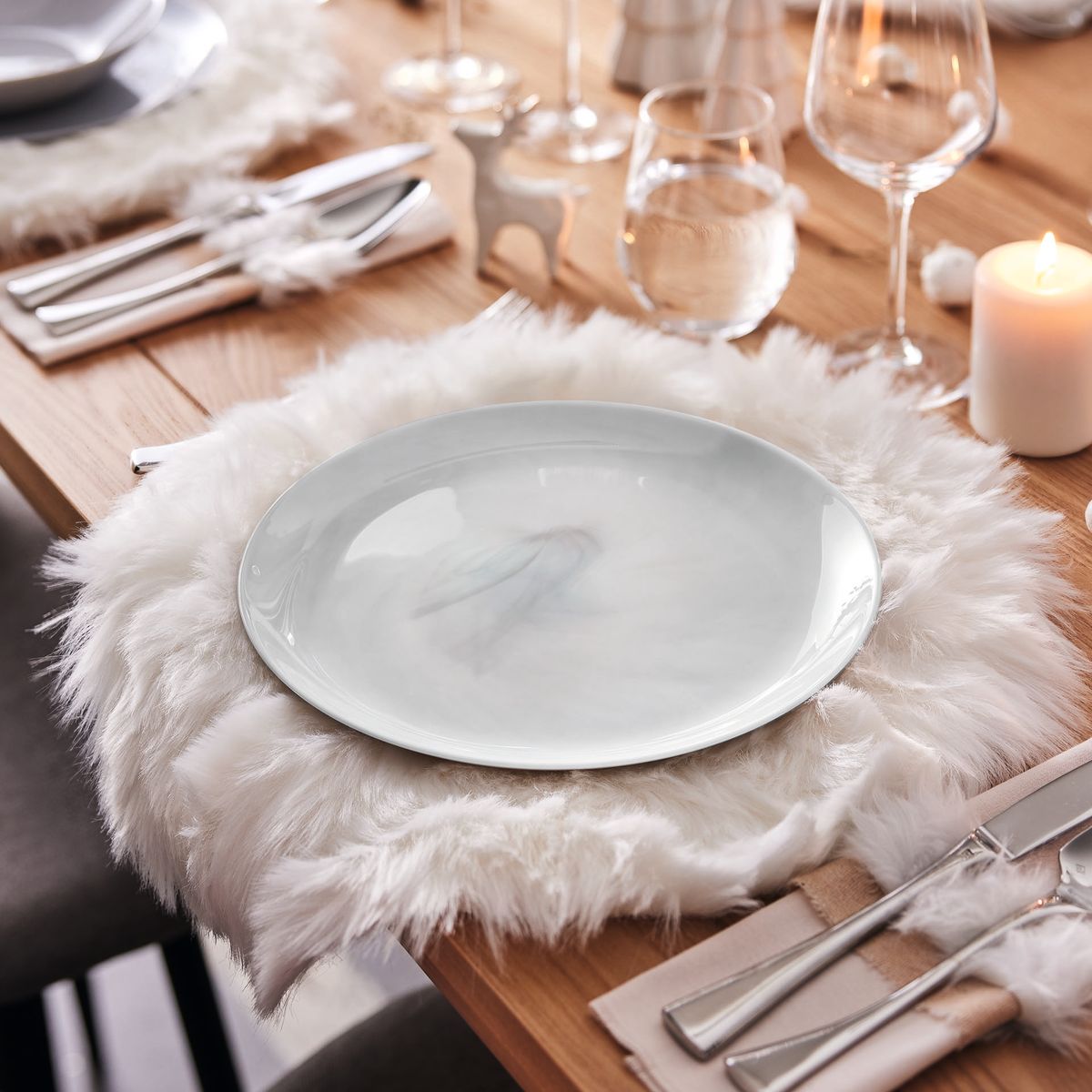 Assiette grise 25 cm Diwali Marble