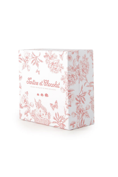 Augustin le Lapin Doudou imprimé inspiration Toile de Jouy rose