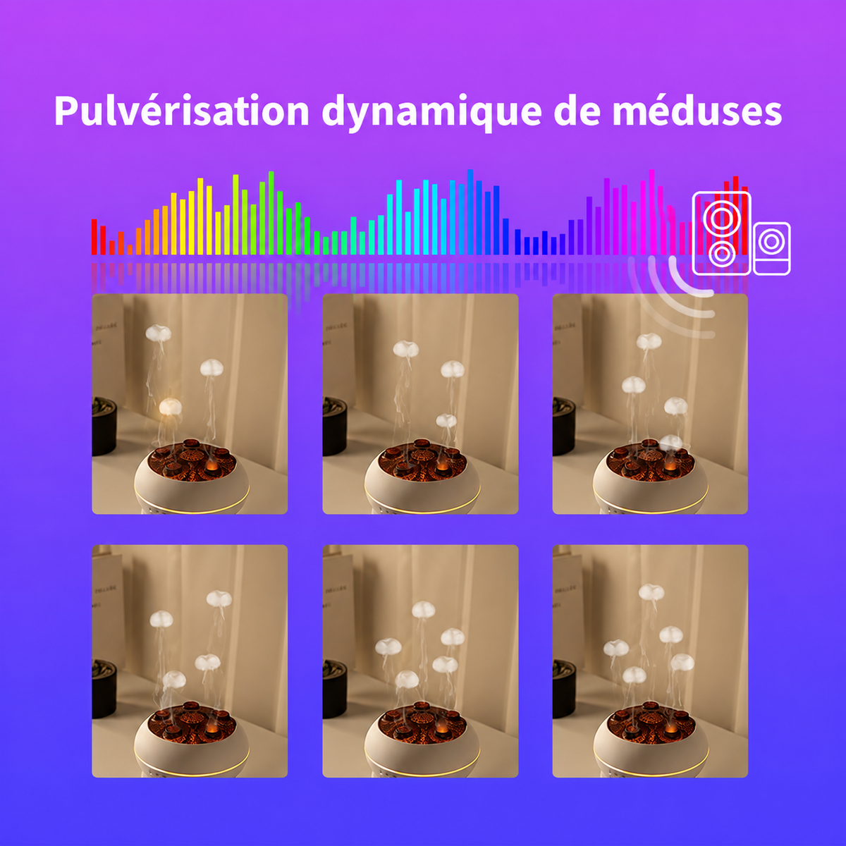 Humidificateur Méduse Helvora JellyMist – Effet Brume, 7 Couleurs & Télécommande