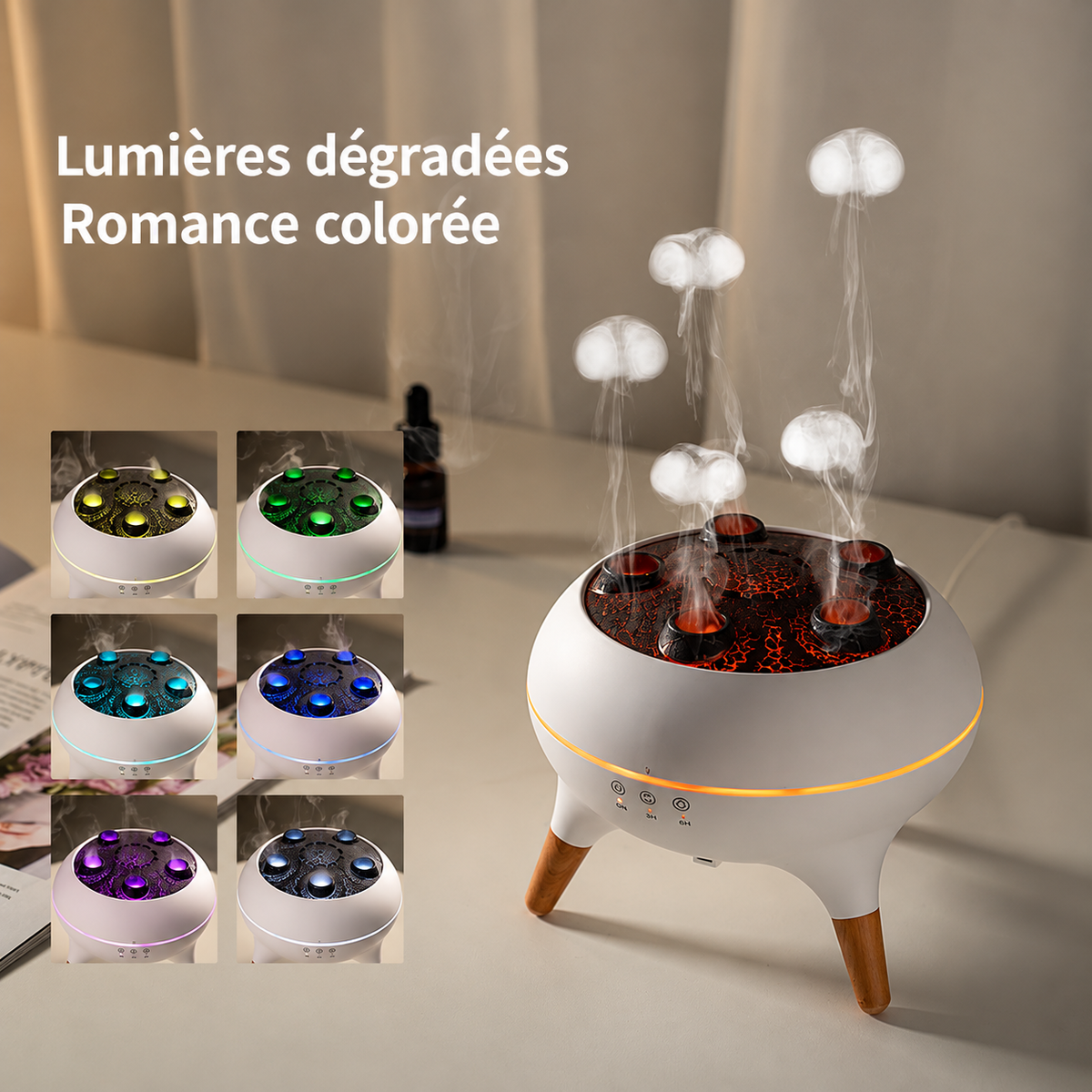 Humidificateur Méduse Helvora JellyMist – Effet Brume, 7 Couleurs & Télécommande
