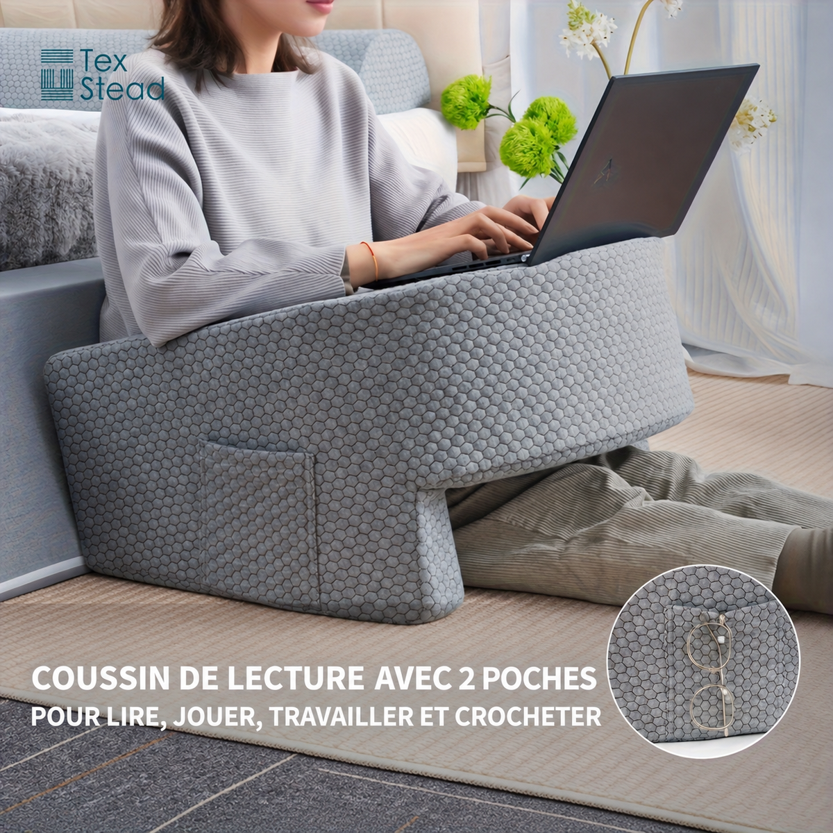 Oreiller de Lecture Helvora ComfortRead XL – Mousse à Mémoire de Forme & Format Extra Large