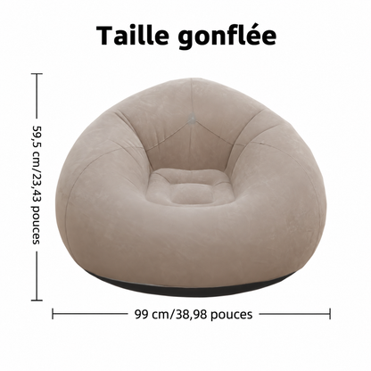 Fauteuil Gonflable Helvora AirLounge – Pliable, Portable & Revêtement Doux