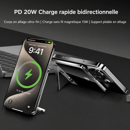 Batterie Externe Magnétique Helvora MagPower 10000 – 10 000 mAh & Charge Sans Fil