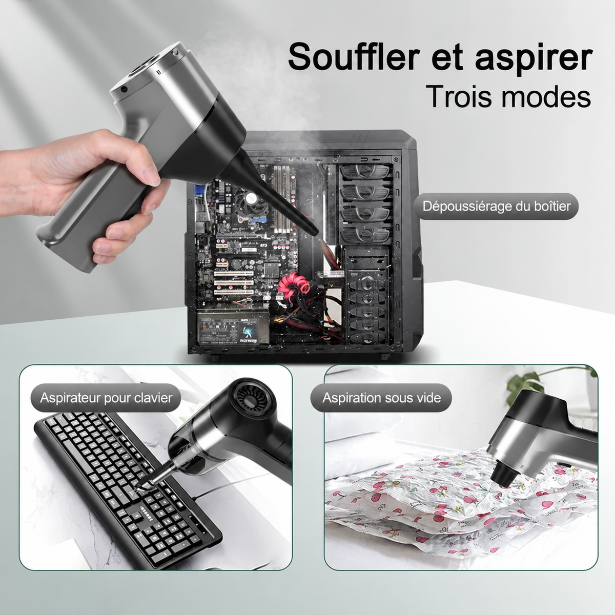 Aspirateur Voiture Sans Fil Helvora VacAir – 4-en-1 Aspiration & Soufflerie