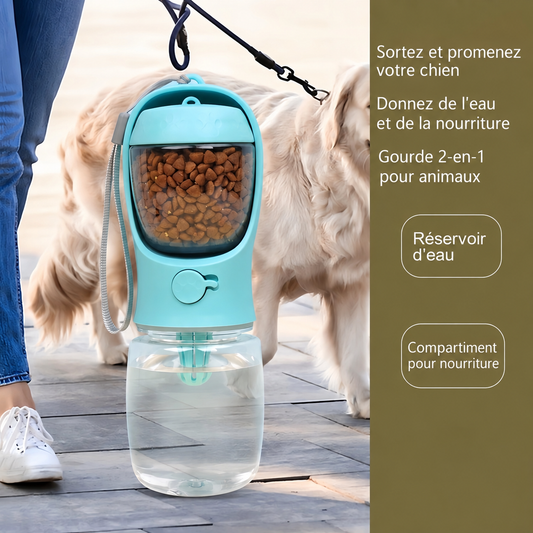 Gourde de Voyage pour Chien & Chat Helvora PetBottle Duo – Eau & Compartiment Nourriture