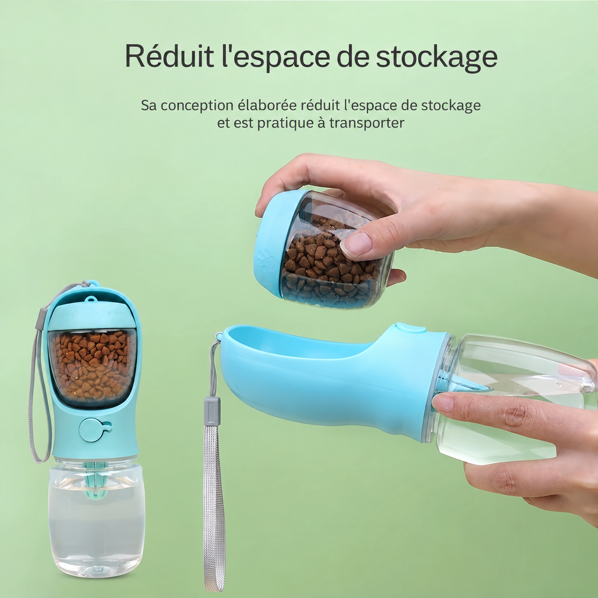 Gourde de Voyage pour Chien & Chat Helvora PetBottle Duo – Eau & Compartiment Nourriture