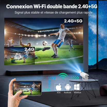 Vidéoprojecteur Portable Helvora CinemaBeam – Wi-Fi 5G, Bluetooth & Auto Keystone