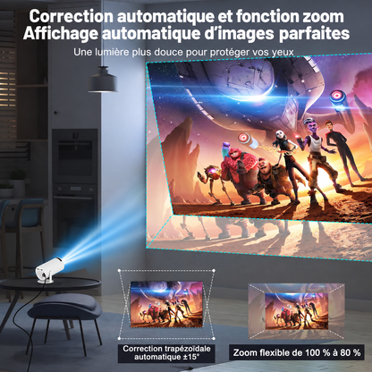 Vidéoprojecteur Portable Helvora CinemaBeam – Wi-Fi 5G, Bluetooth & Auto Keystone