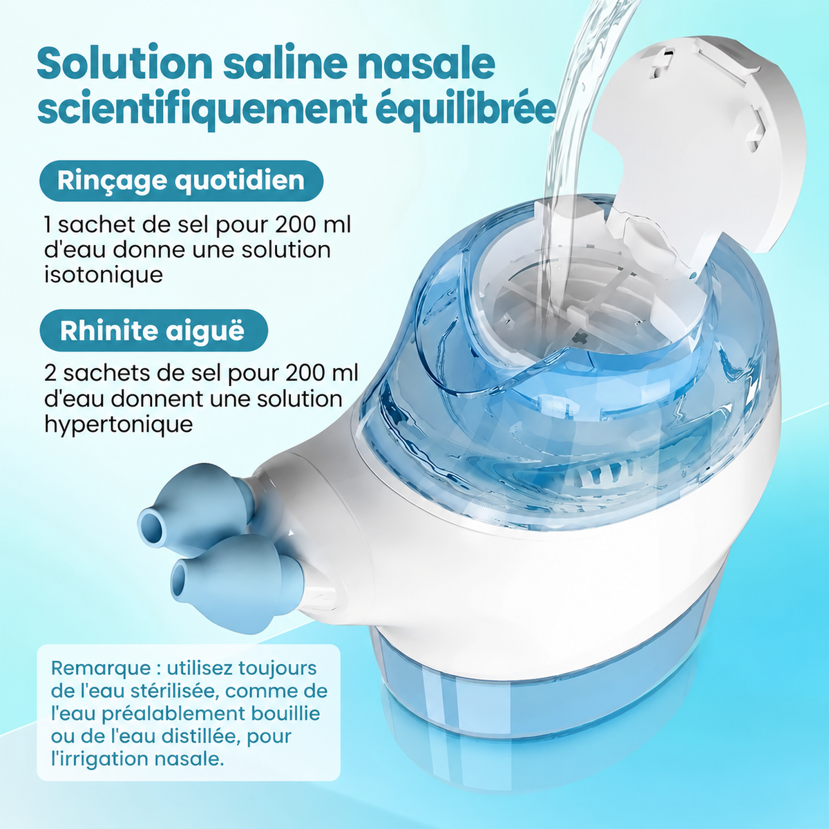 Irrigateur Nasal Électrique Helvora NasoFlow 360 – Rinçage Nasal & Diffusion 360°