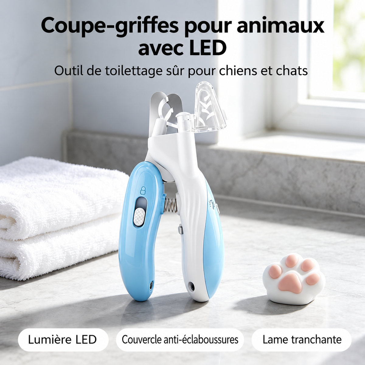 Coupe-Griffes LED Helvora PawLight – Acier Inoxydable & Éclairage Intégré