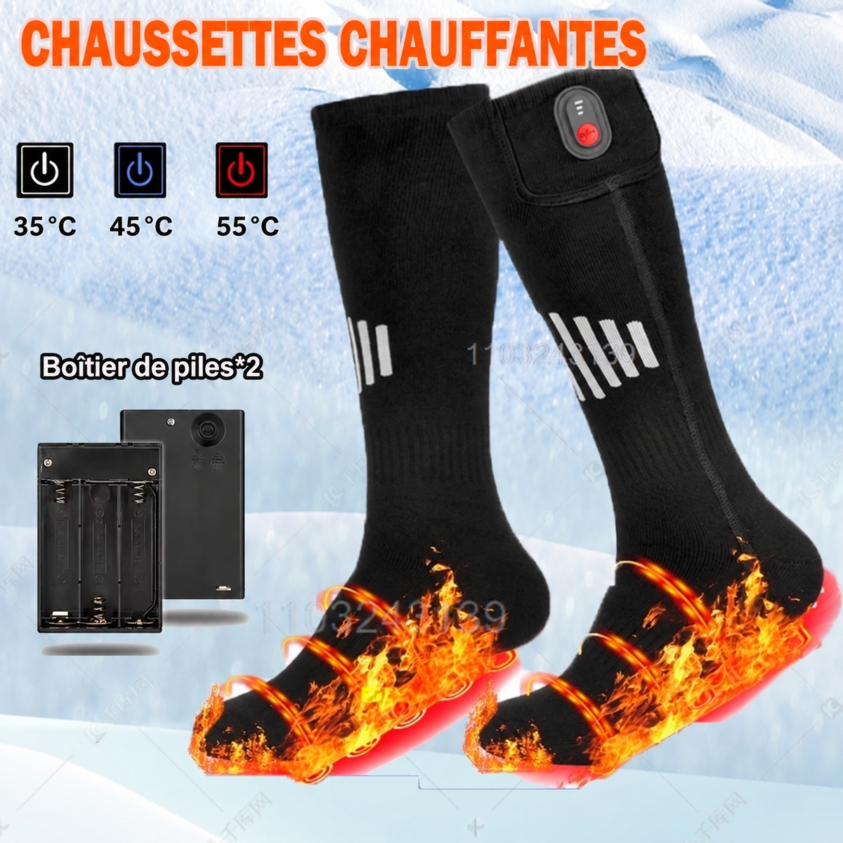 Chaussette Chauffante Helvora HeatSock 3 – 3 Niveaux de Chaleur & Batterie Rechargeable