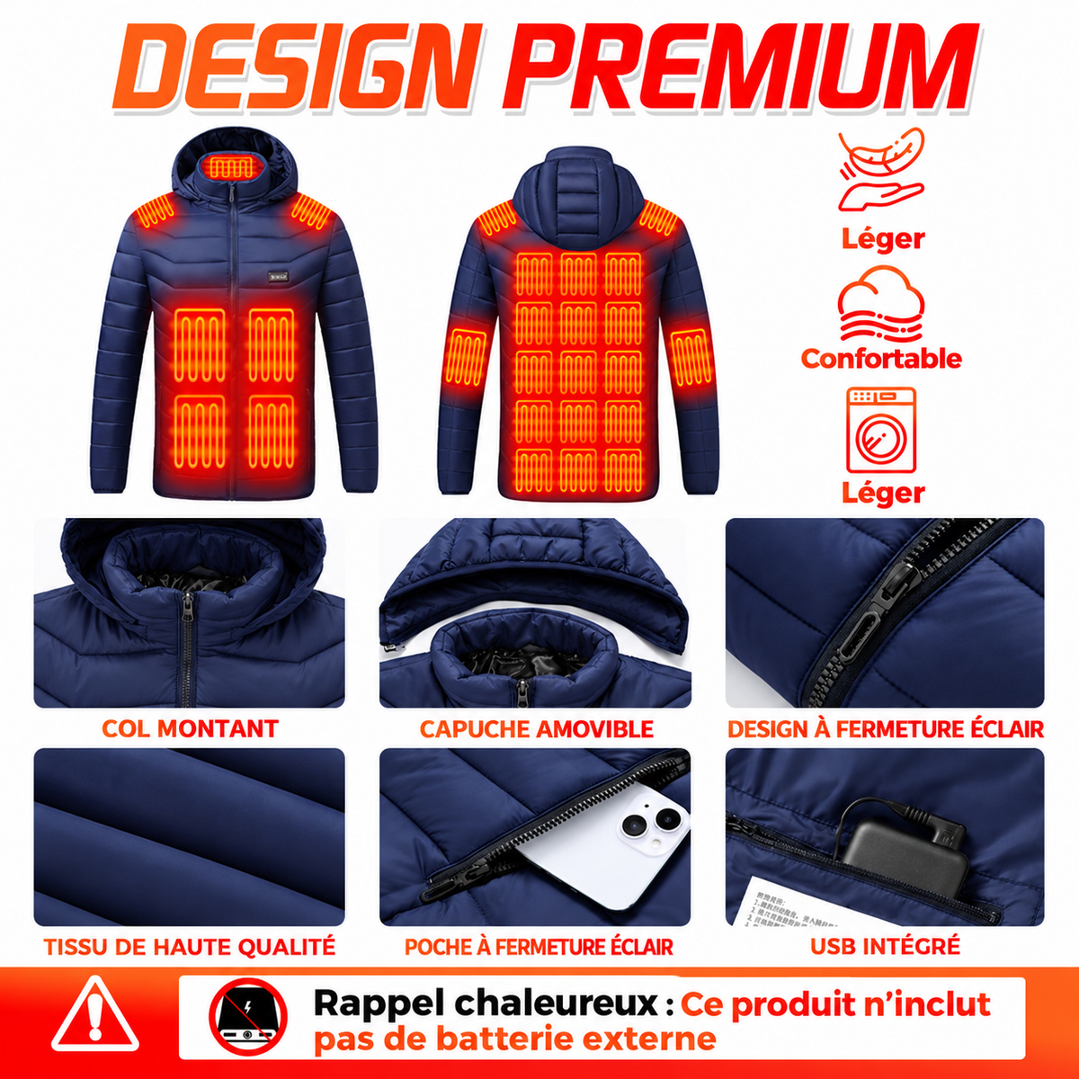 Veste Chauffante Helvora HeatJacket 26 – 26 Zones & 3 Niveaux de Chaleur