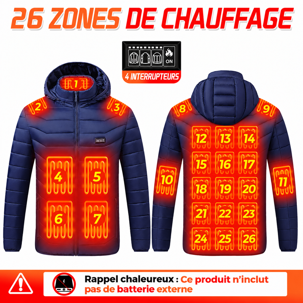 Veste Chauffante Helvora HeatJacket 26 – 26 Zones & 3 Niveaux de Chaleur