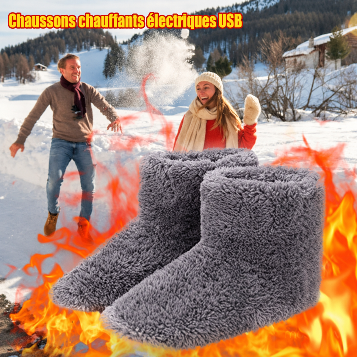 Chaussures Chauffantes Helvora WarmStep – Chaussons Électriques en Peluche
