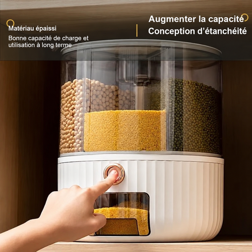 Distributeur Rotatif de Céréales Helvora GrainSpin 360 – Rangement 360° en PET + PE