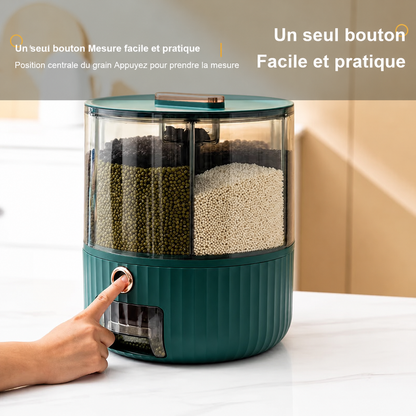 Distributeur Rotatif de Céréales Helvora GrainSpin 360 – Rangement 360° en PET + PE