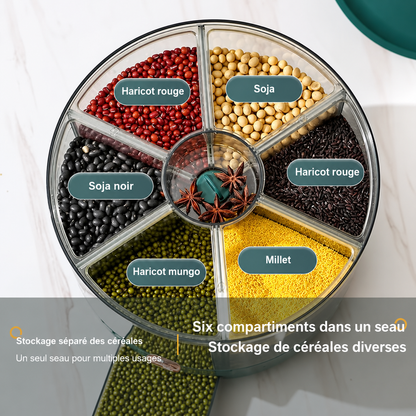 Distributeur Rotatif de Céréales Helvora GrainSpin 360 – Rangement 360° en PET + PE
