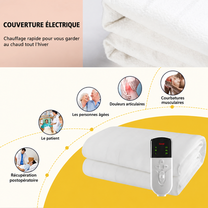 Couverture Chauffante Helvora HeatBed 160 – 160 × 130 cm, Minuterie 15 h & 220 V