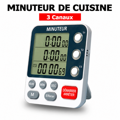 Minuterie Numérique Helvora TimeMaster 3 – 3 Minuteurs Indépendants & Écran LCD