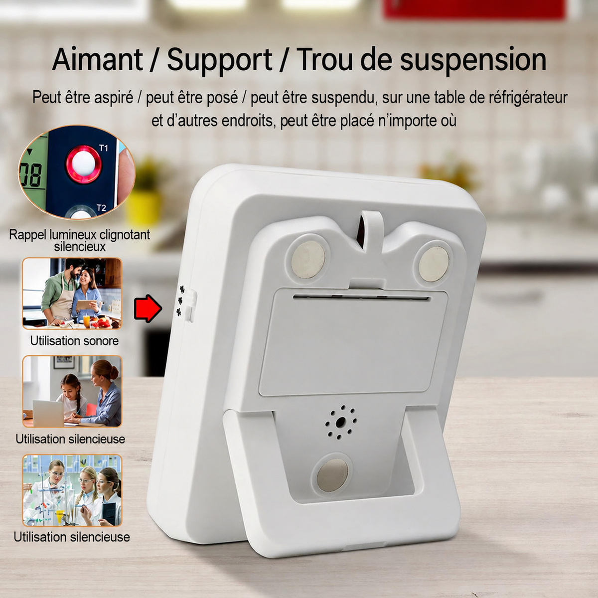 Minuterie Numérique Helvora TimeMaster 3 – 3 Minuteurs Indépendants & Écran LCD